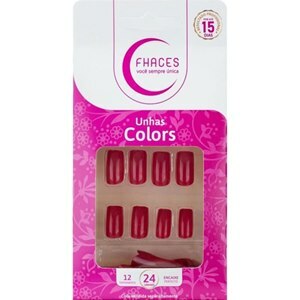 UNHAS POSTIÇAS FHACES COLORS VERMELHO PODEROSO 24 UNIDADES - U3075