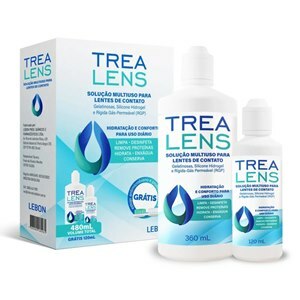 TREALENS KIT SOLUÇÃO MULTIUSO PARA LENTES DE CONTATO 360ML + 120ML GRÁTIS 1 ESTOJO PARA LENTES