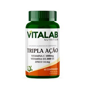 Vitamina C 1000mg + D  2000ui + Zinco Tripla Ação Vitalab 60 Comprimidos