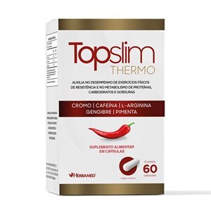 CROMO + CAFEÍNA + L-ARGININA + GENGIBRE +  PIMENTA - TOPSLIM THERMO 60 CÁPSULAS