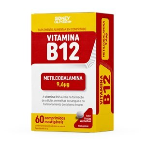 VITAMINA B12 60 COMPRIMIDOS MASTIGÁVEIS SABOR FRUTAS VERMELHAS SIDNEY OLIVEIRA