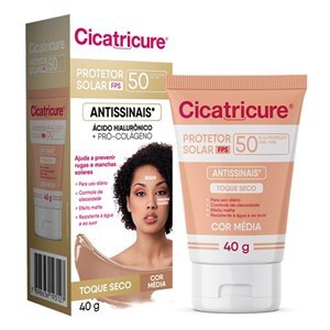 PROTETOR SOLAR CICATRICURE ANTISSINAIS FPS50 COR MÉDIA 40G